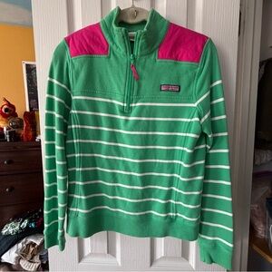 Vineyard Vines Shep Shirt Pink and Green with White Stripes